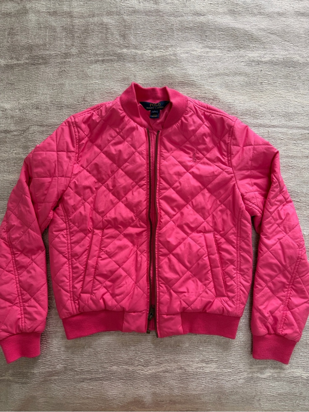 Polo Ralph Lauren Hot Pink Quilted Girls Bomber Jacket Size L (12-14)